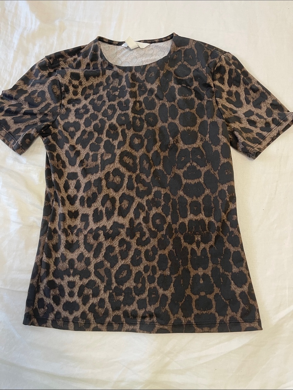 H&M Leopard Print Short Sleeve Tee - Brown/Black